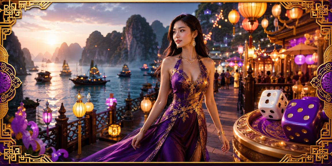 Phong cảnh Vịnh Hạ Long về đêm gợi cảm hứng trò chơi tài xỉu xúc xắc tại chợ đêm